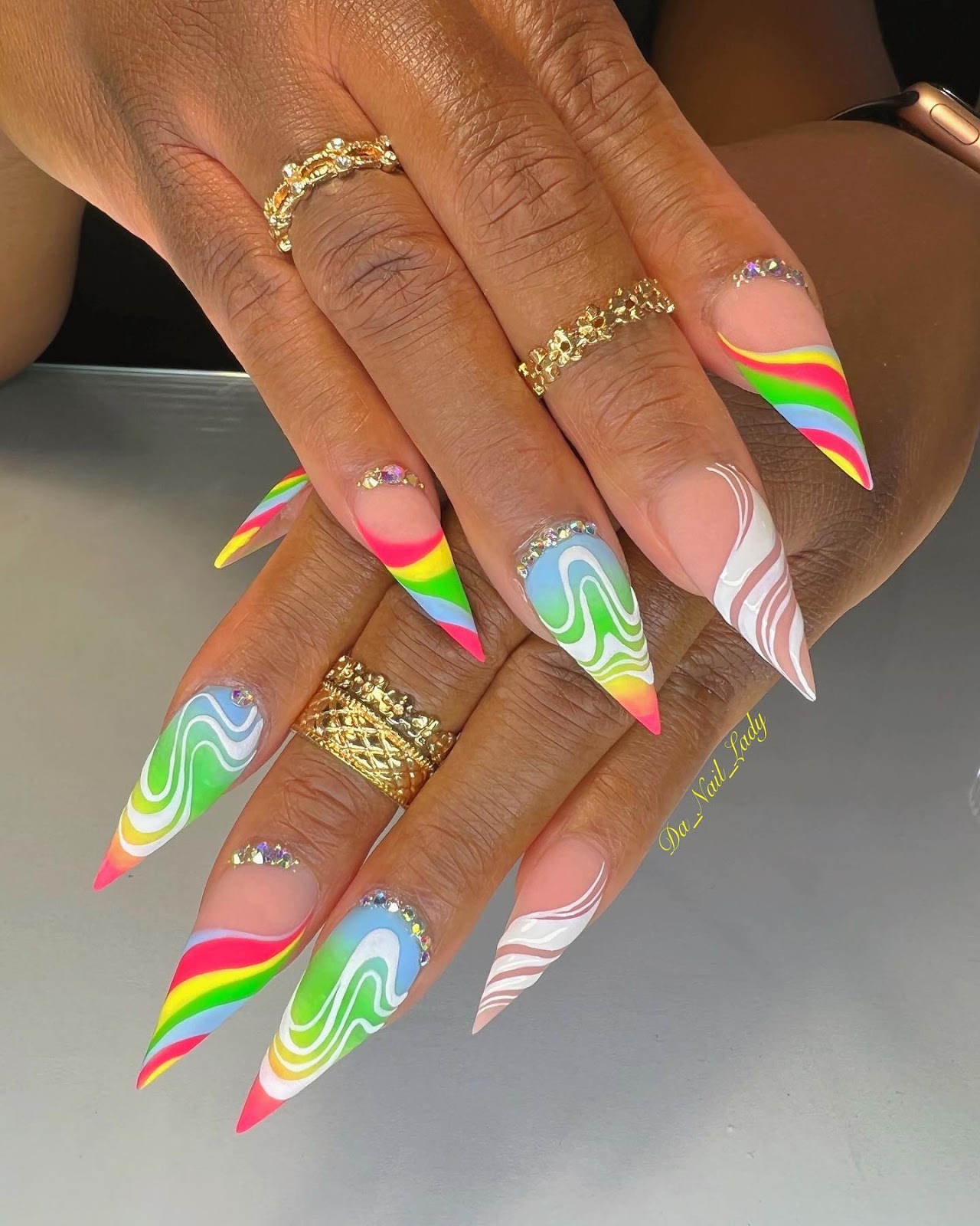 Rainbow Stilleto Nails