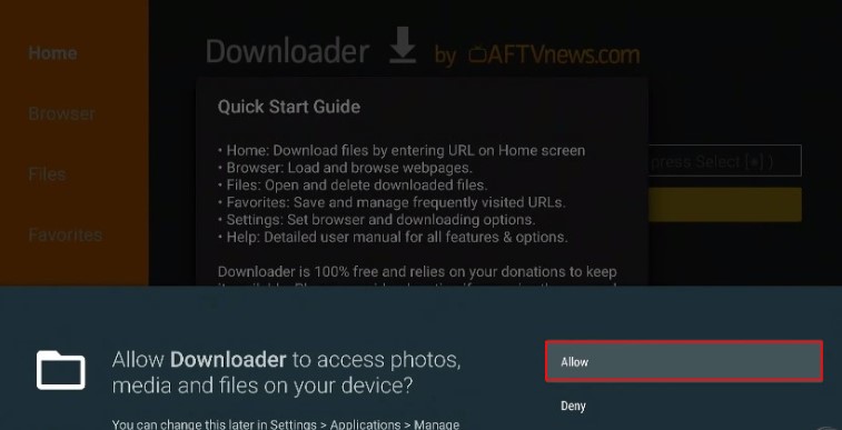 Allow Permissions for Downloader