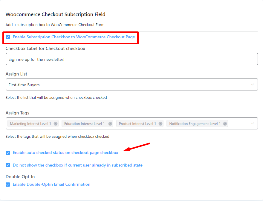 adding email subscriptions to checkout, opt in email marketing