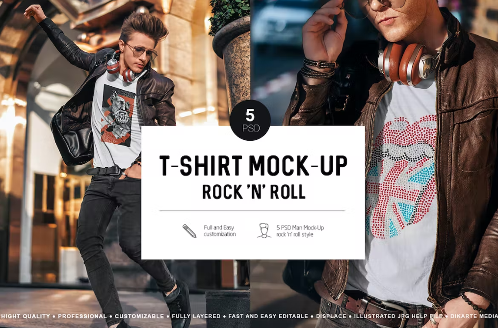 Rock “N” Roll White T shirt Mockup 