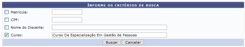 Figura 1: Informe os Critérios de Busca
