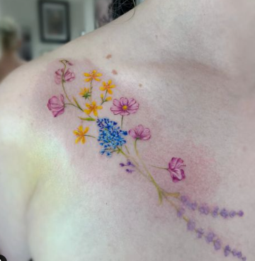 Watercolor Lavender Flower Acceptable Tattoo 