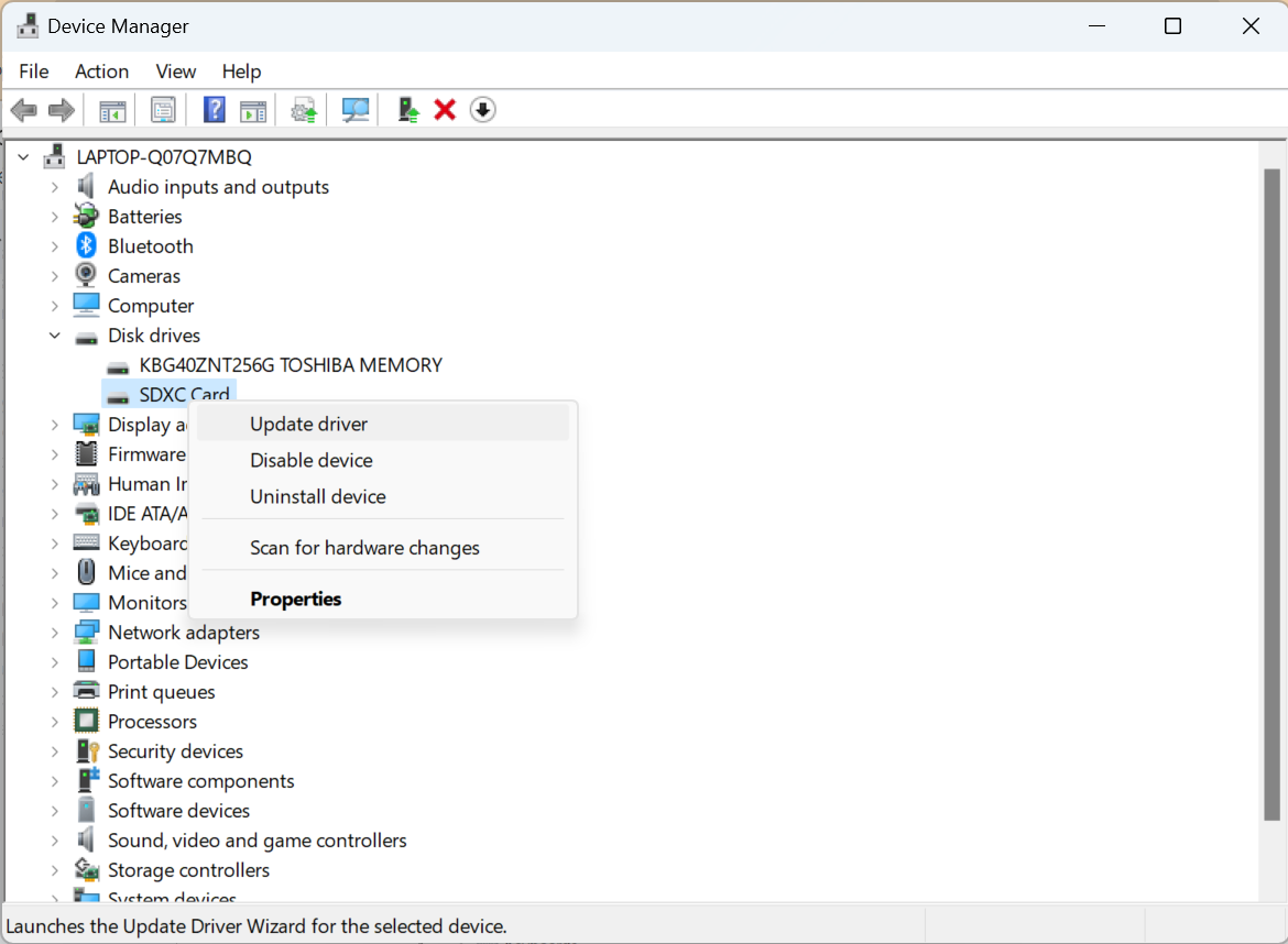 Device Manager Properties