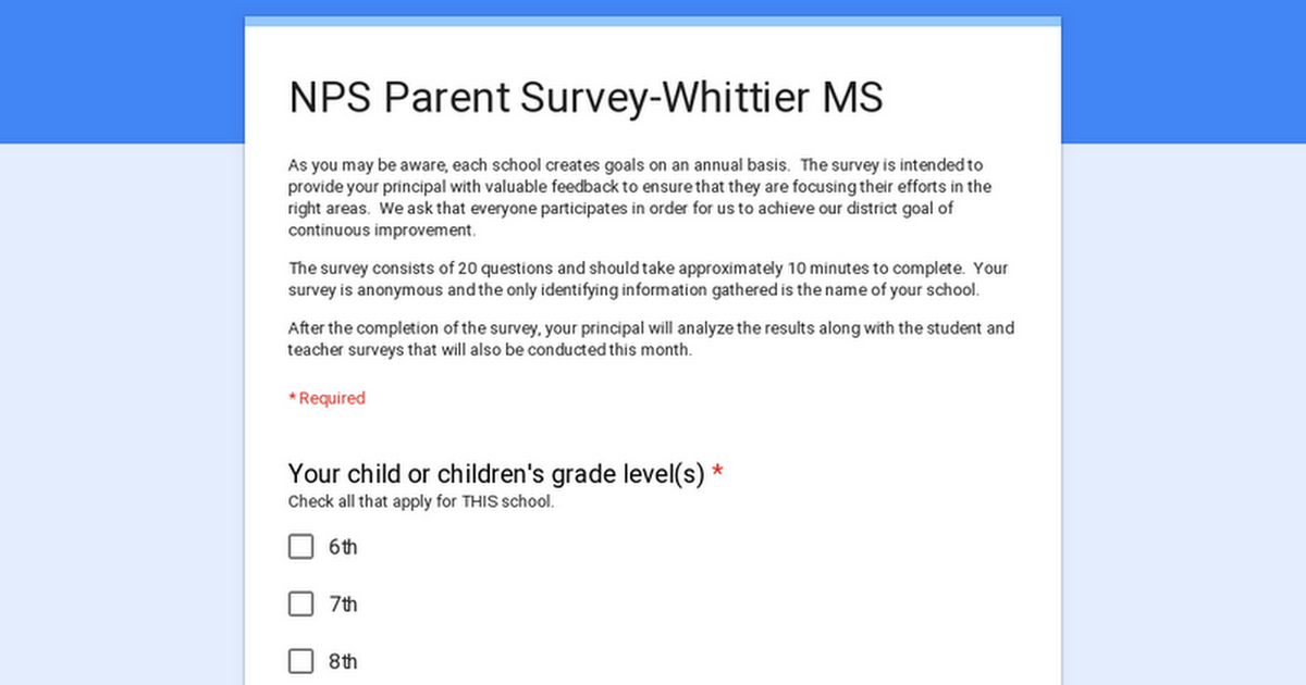 NPS Parent Survey-Whittier MS