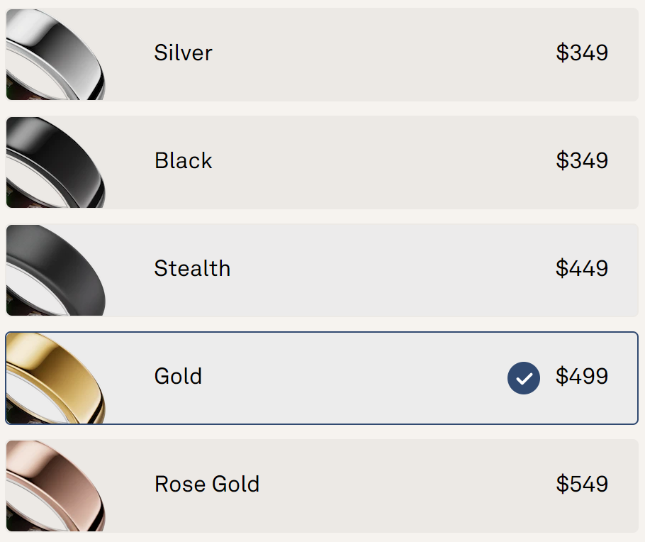 ouraring pricing types 