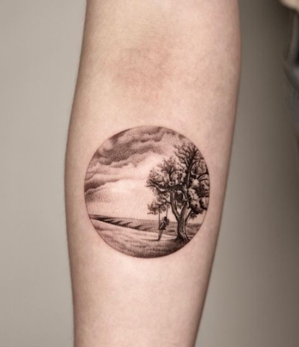 Old Tree Unique Circular Tattoo Designs
