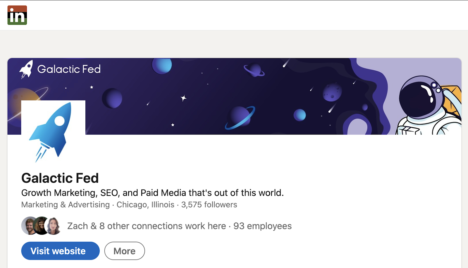 Galactic Fed LinkedIn page preview.