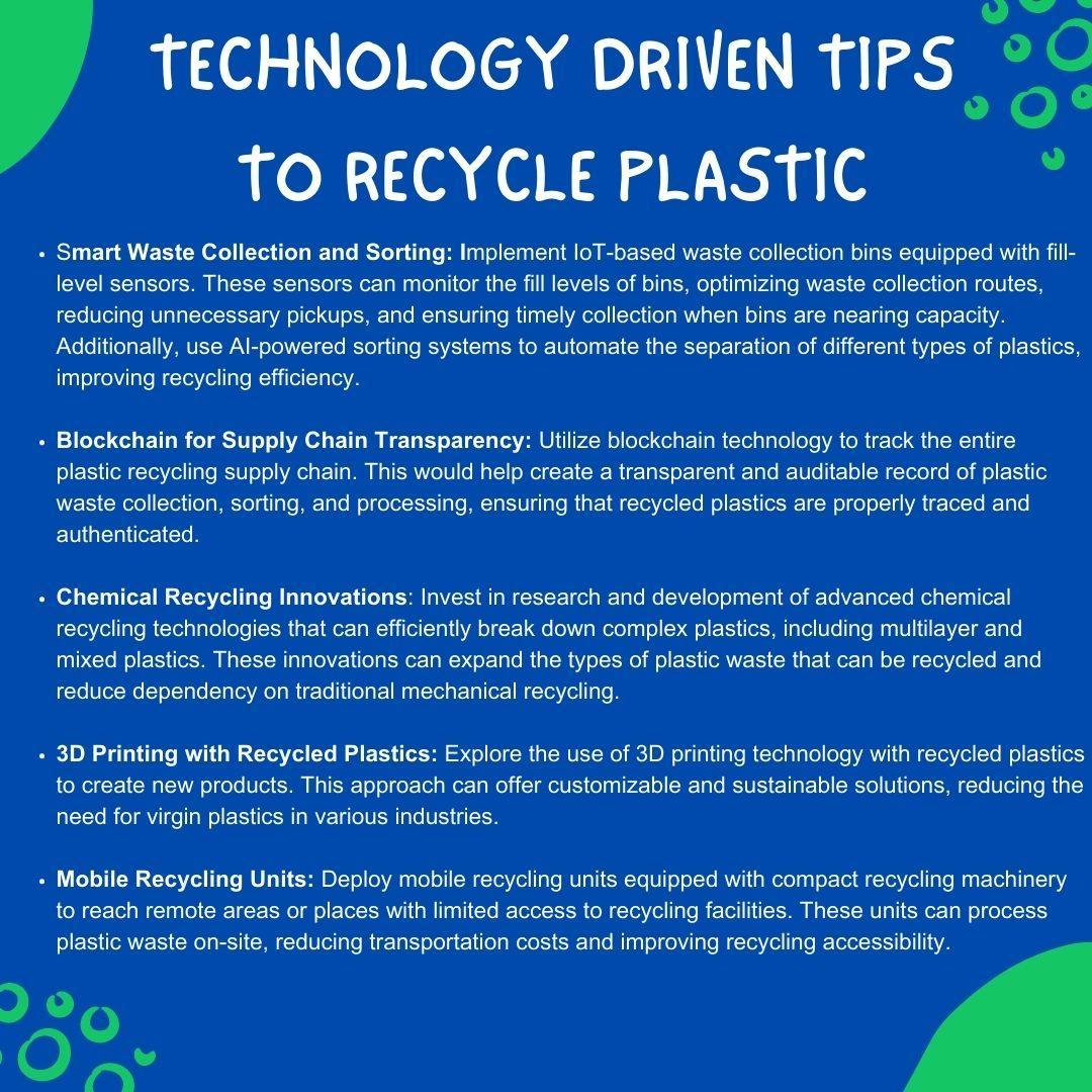 Technology driven tips to recycle plastic.