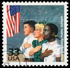 U.S. stamp featuring multiracial classroom