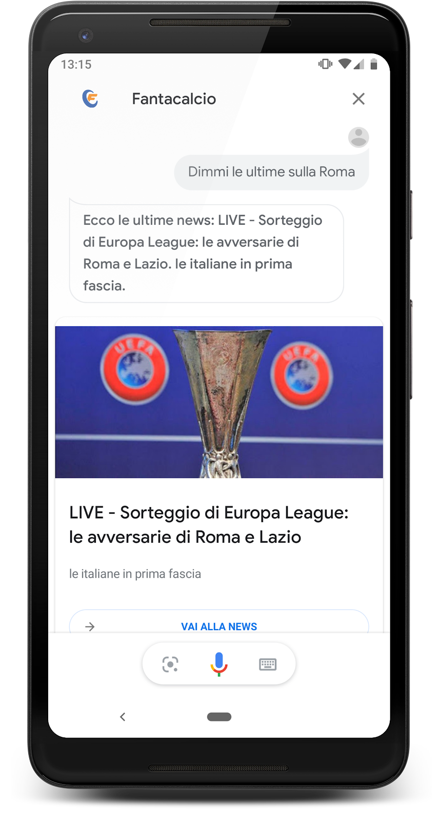 Immagine di una schermata di Fantacalcio da cellulare.