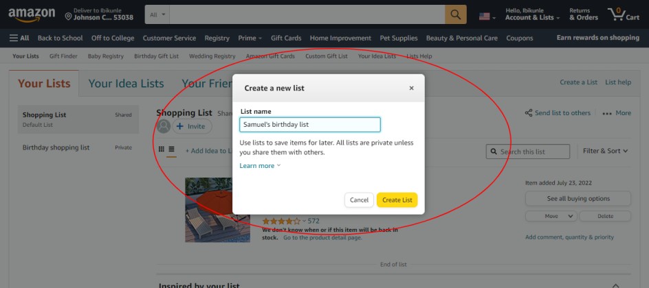 How to create an Amazon wish list - 2