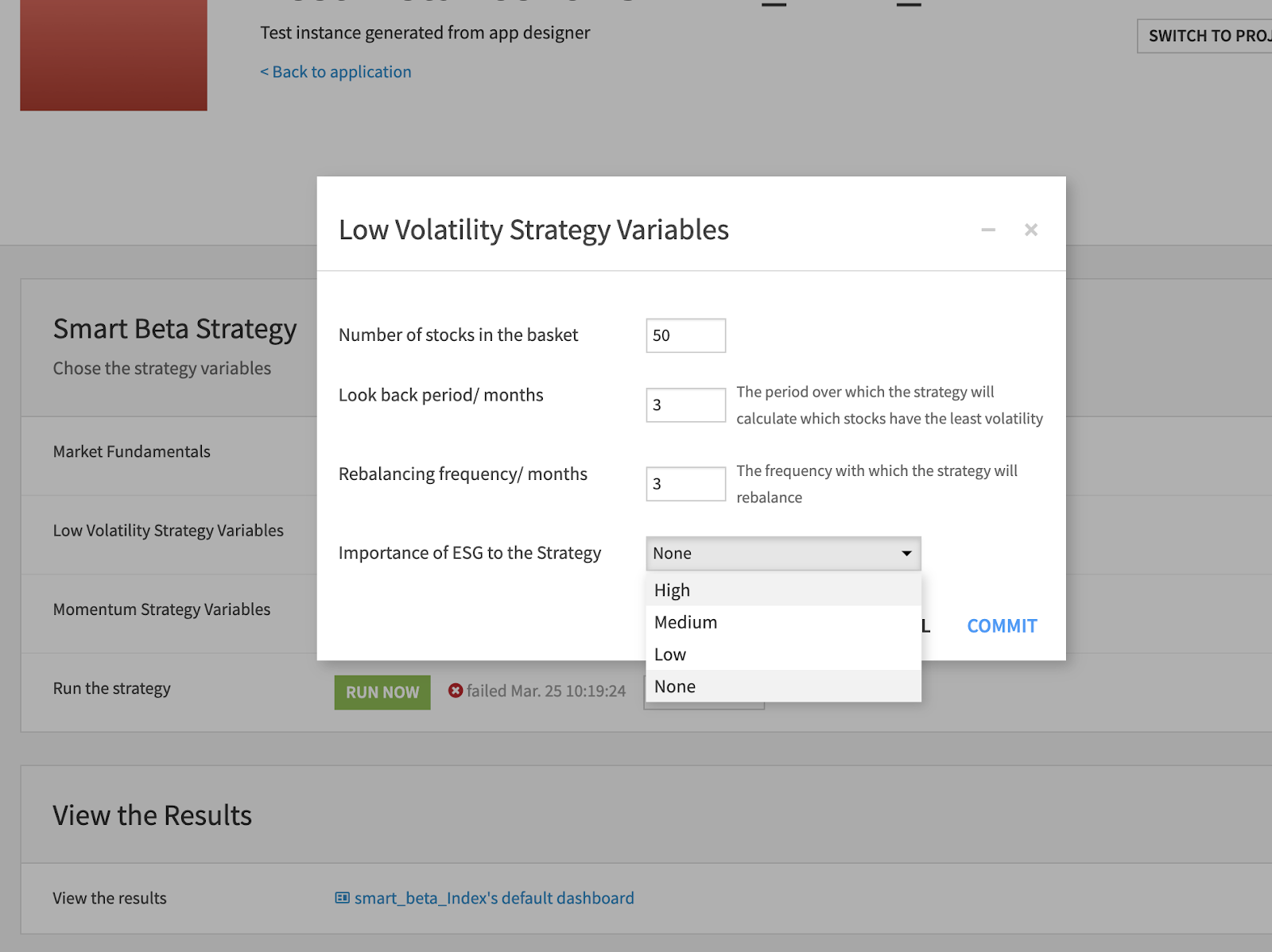 low volatility strategy variables