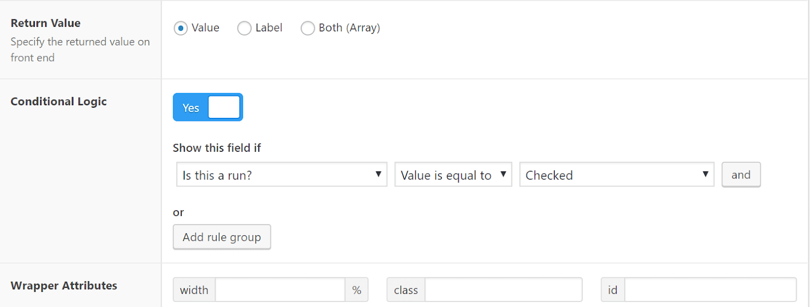 Add conditional logic to other fields