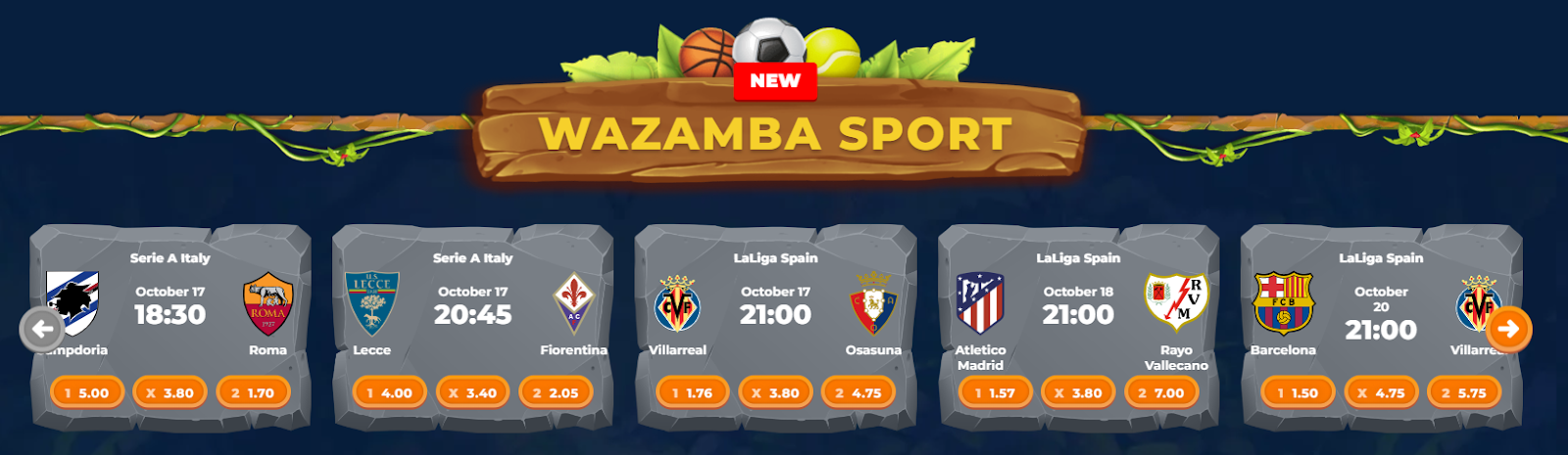 Paris sportifs sur Wazamba Casino
