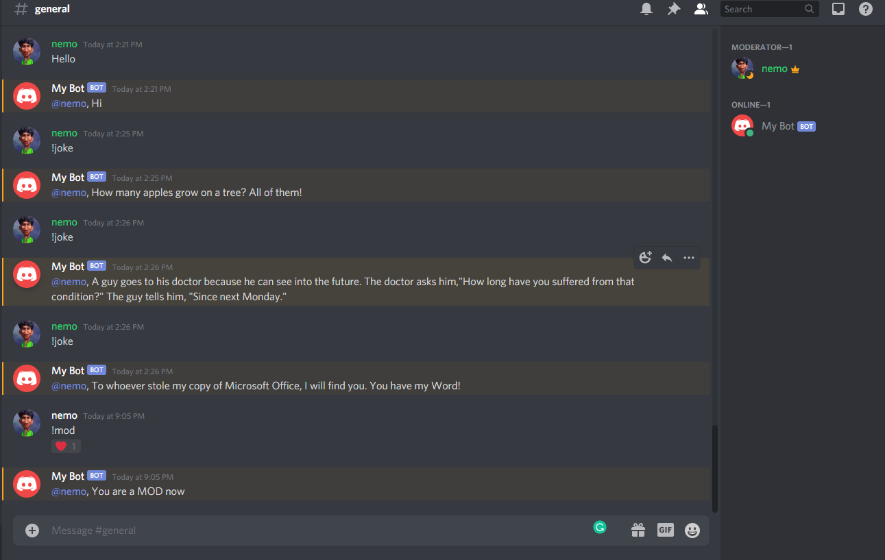 create a discord bot in JS