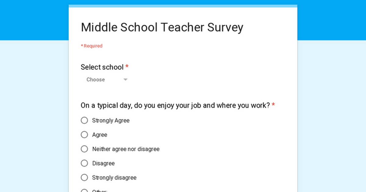 Middle School Teacher Survey