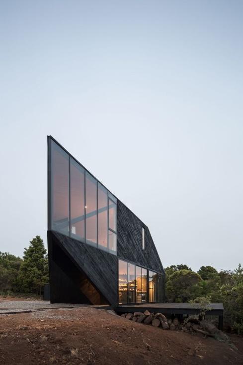 Beautiful Glass Cubic Hillside House Project