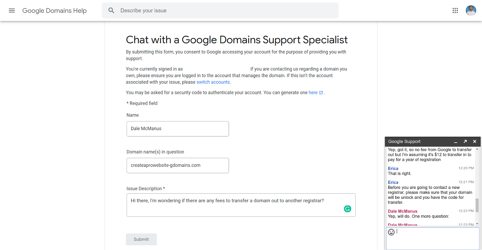 google domains support