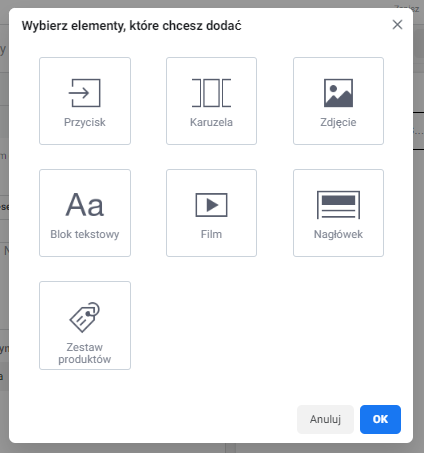 Components (elements) of Facebook instant materials.