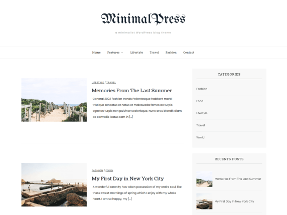 minimal press wordpress theme