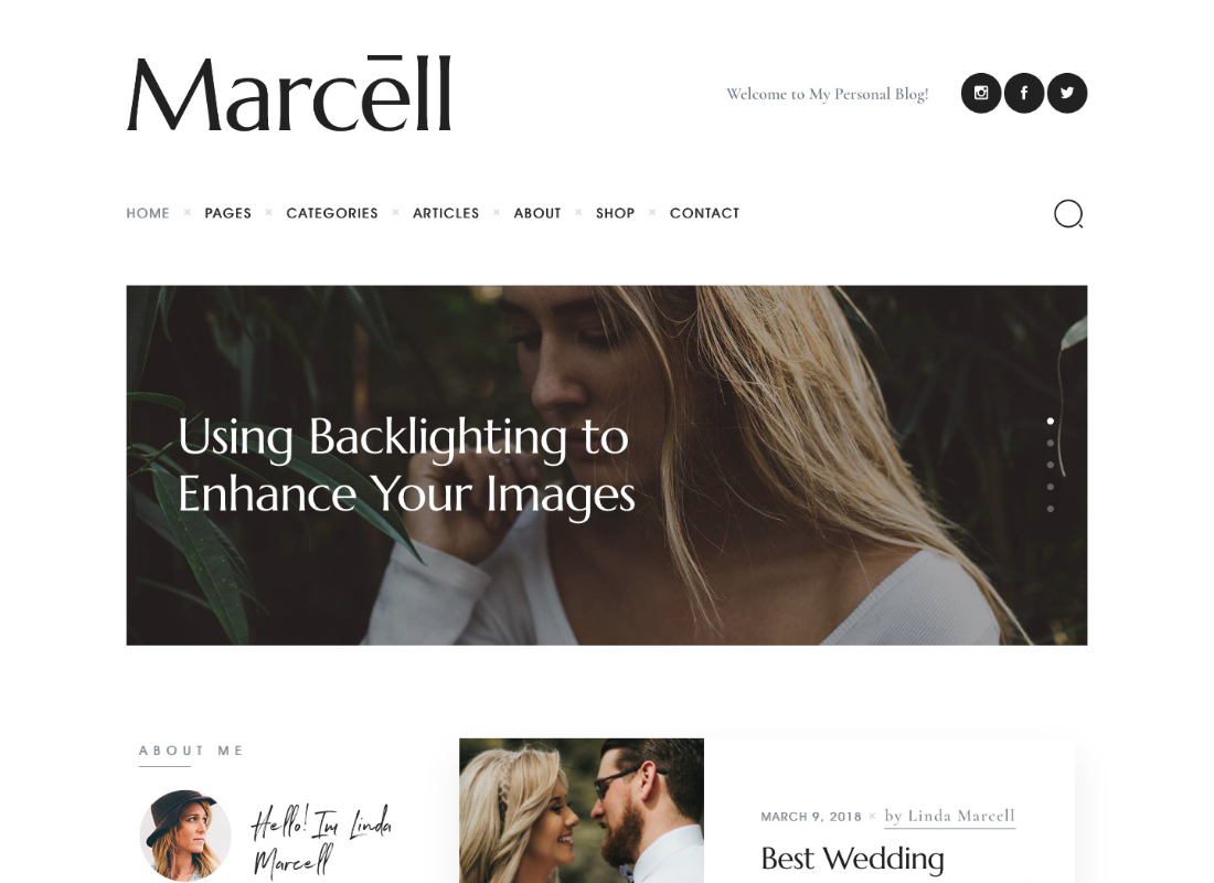 Marcell |  Plus de 20 designs, blog personnel et magazine de divers concepts, thème WordPress