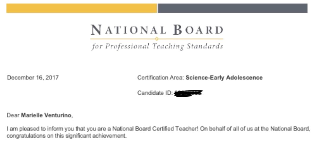 My National Board congratulations letter