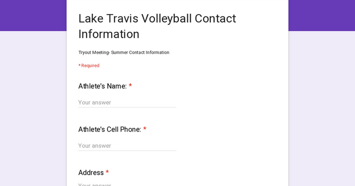 Lake Travis Volleyball Contact Information 