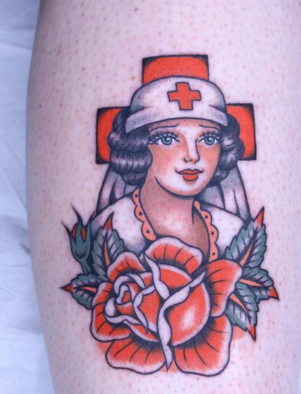 Rose Flower Small Nurse Tattoo