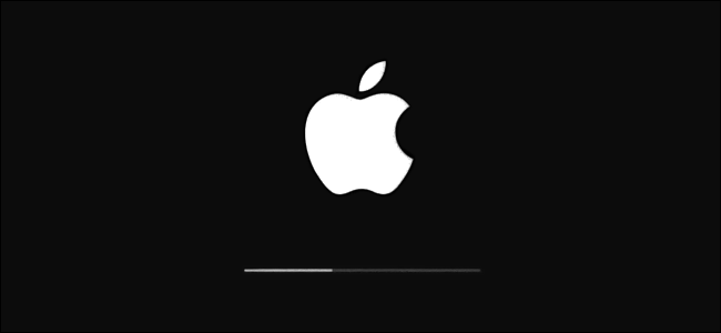 The Apple logo and update progress bar in iOS.