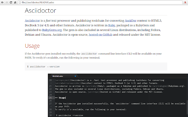 Asciidoctor.js Live Preview chrome extension
