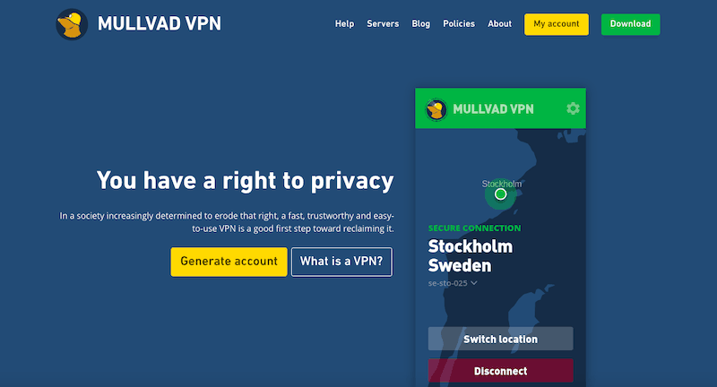 Meilleurs services VPN de 2019 : Mullvad VPN
