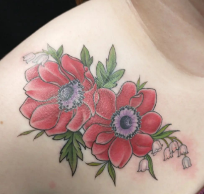 Red Blossoms Lily Of The Valley Tattoo
