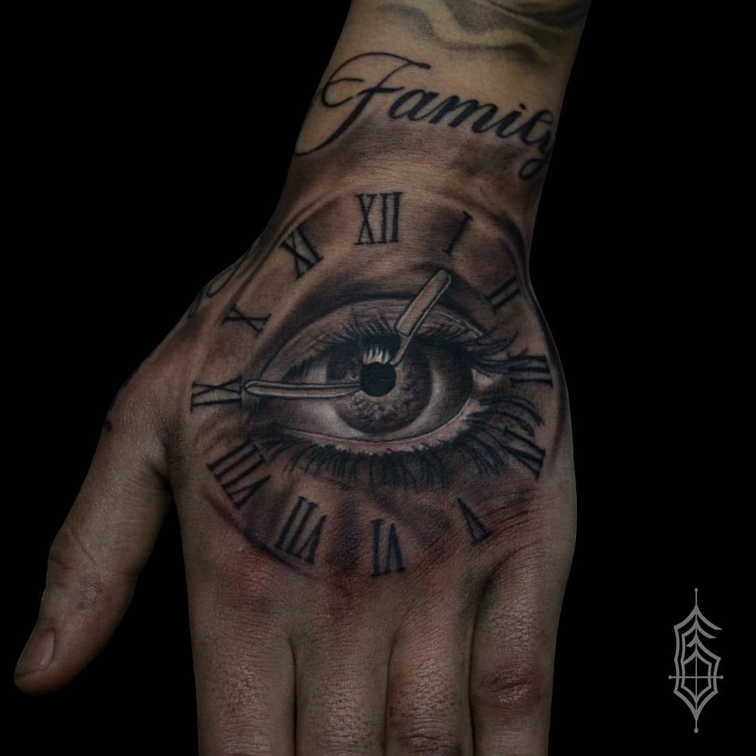 Eye in a Family clock Tattoo