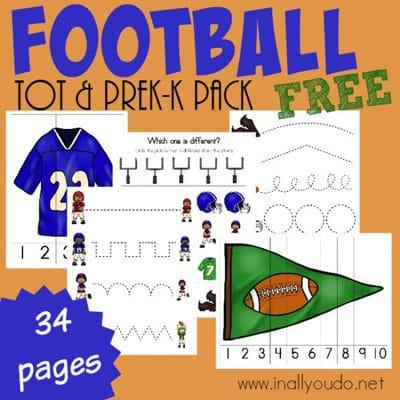 free football themed preschool pack