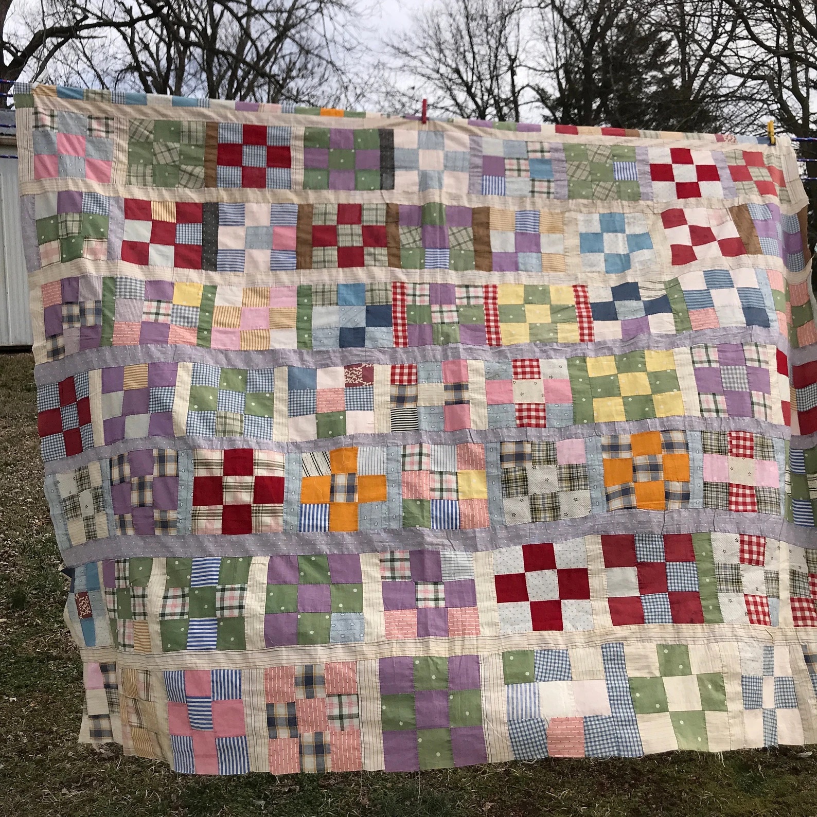 Scrappy Nine-Patch vintage quilt patterns