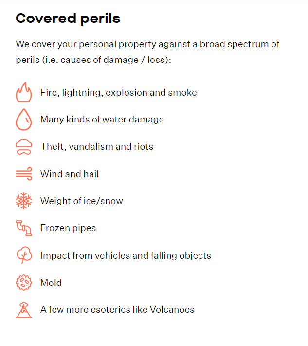 Goodcover’s list of covered perils.