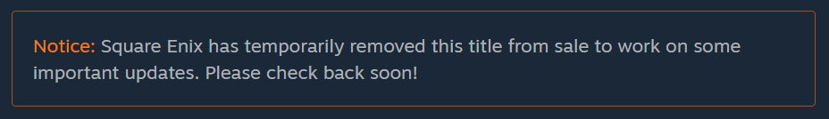 A screenshot of the game's Steam listing with this notice 