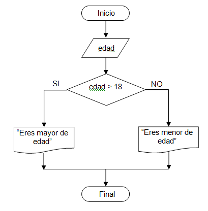 Resultado de imagen para ejemplo de dfd para identificar si es mayor de edad o no la persona