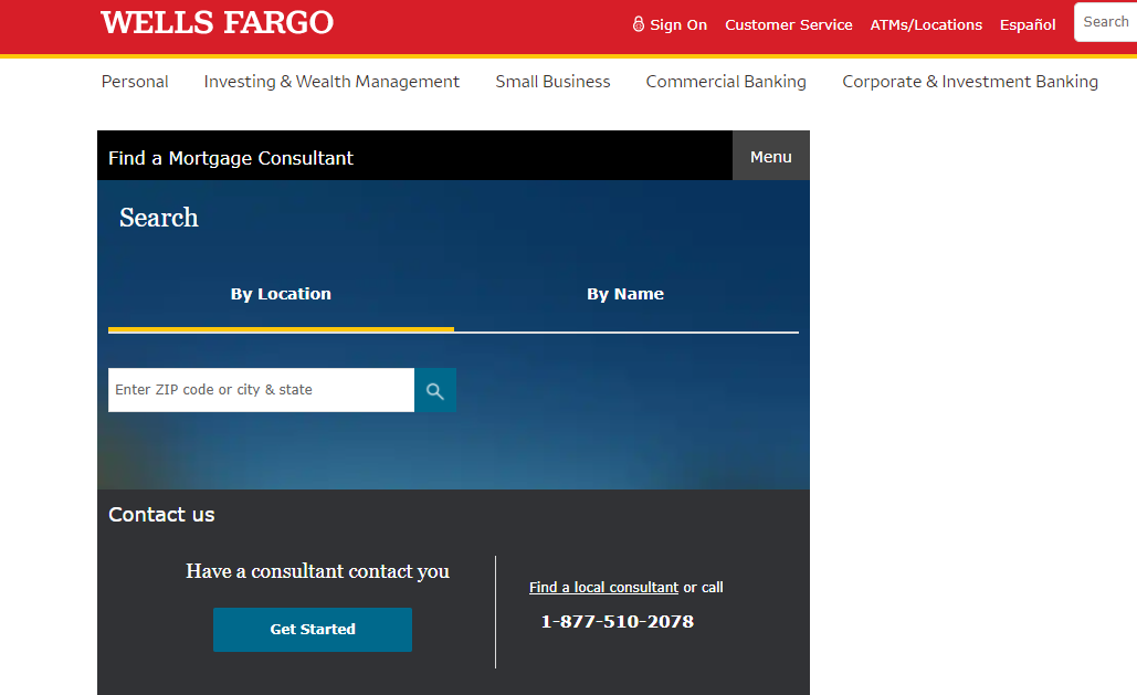 Wells Fargo branch for mortgage