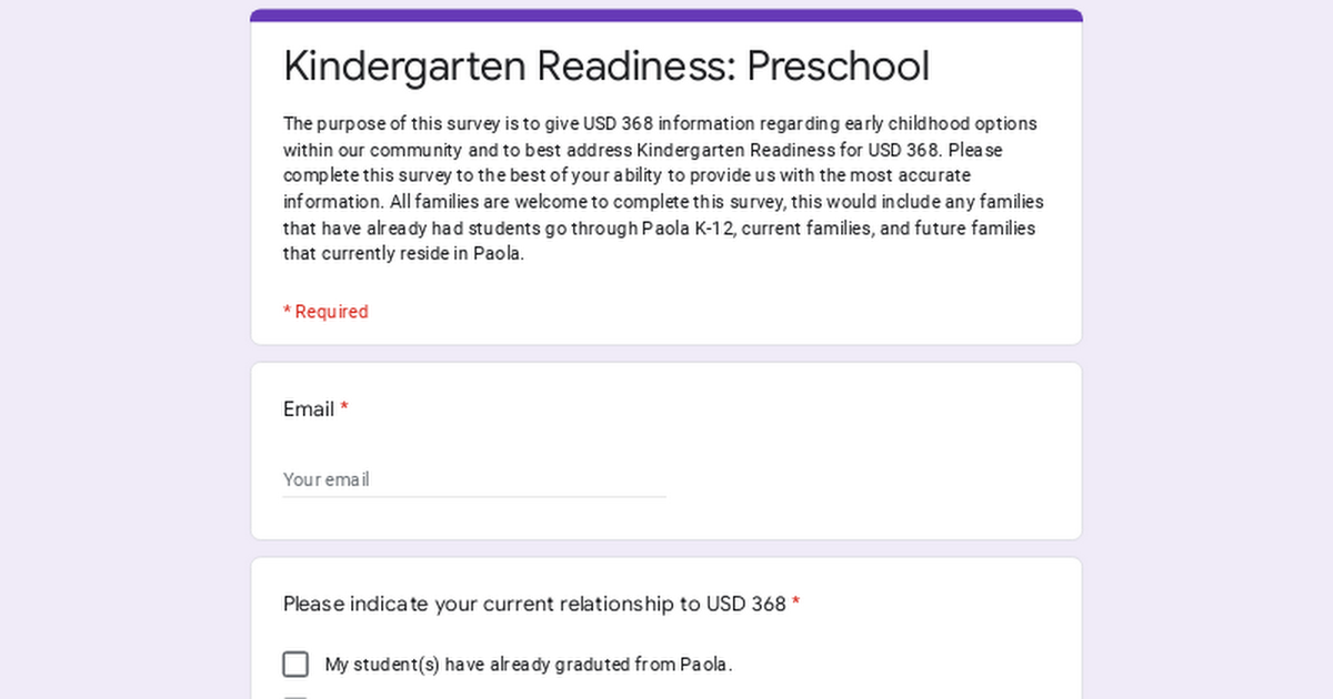 Kindergarten Readiness: Preschool