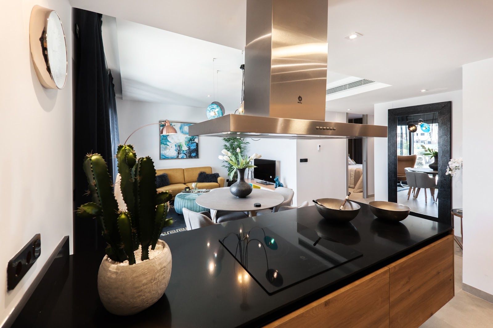 An Open Plan Kitchen in Small Living Area