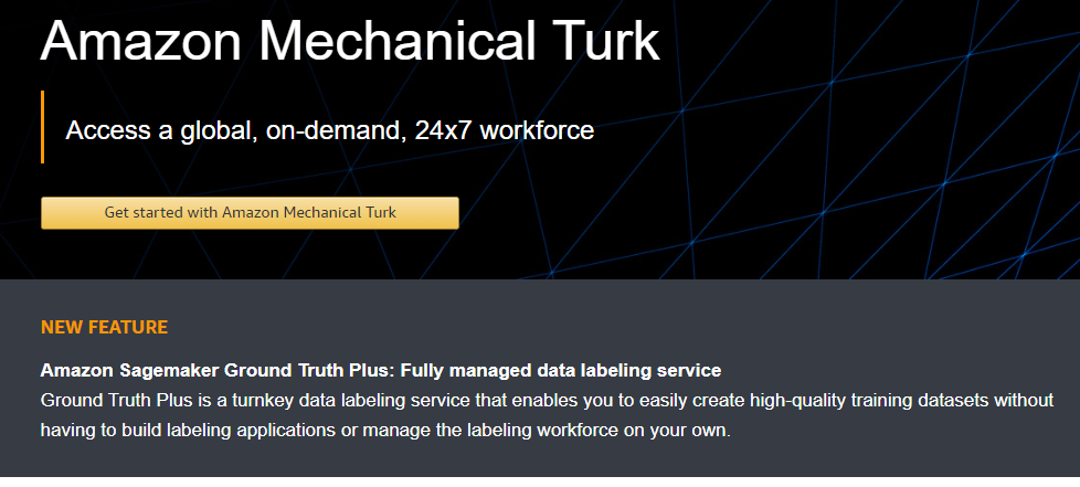 Amazon Mechanical Turk home page