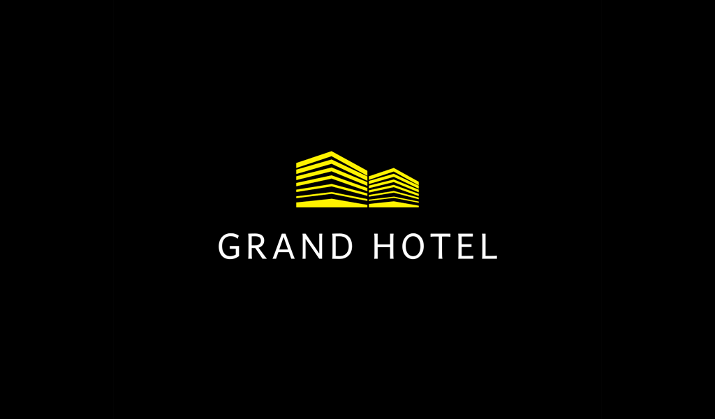 Logotipo de líneas horizontales del hotel amarillo