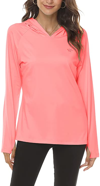 Women’s UPF 50+UV Protection Long Sleeve Hoodie Shirt Quick Dry Fishing Hiking Running T-Shirts