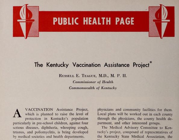 Source: Journal of the Kentucky State Medical Association, March 1964, p. 192