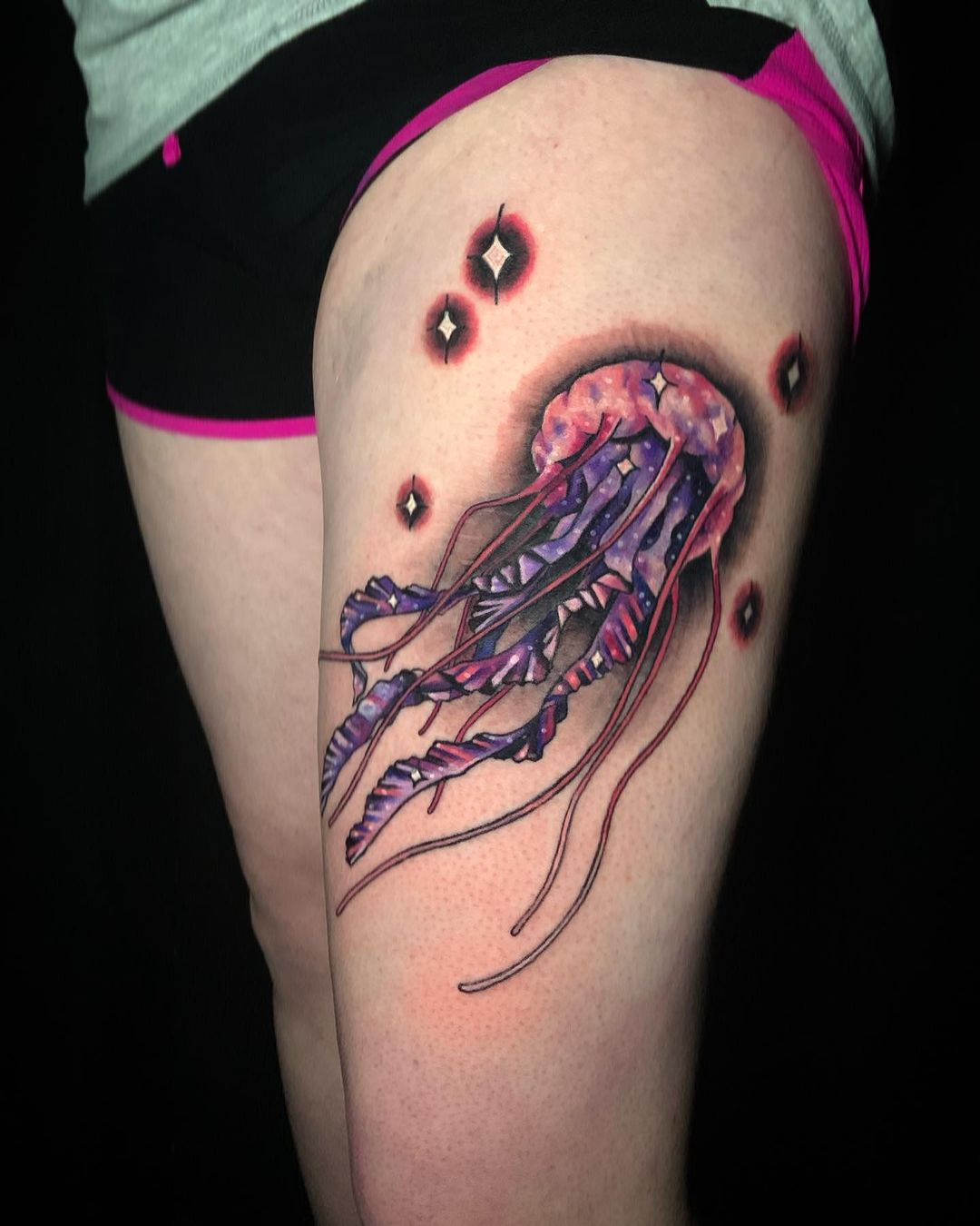 Colored Jellyfish Tattoo Design