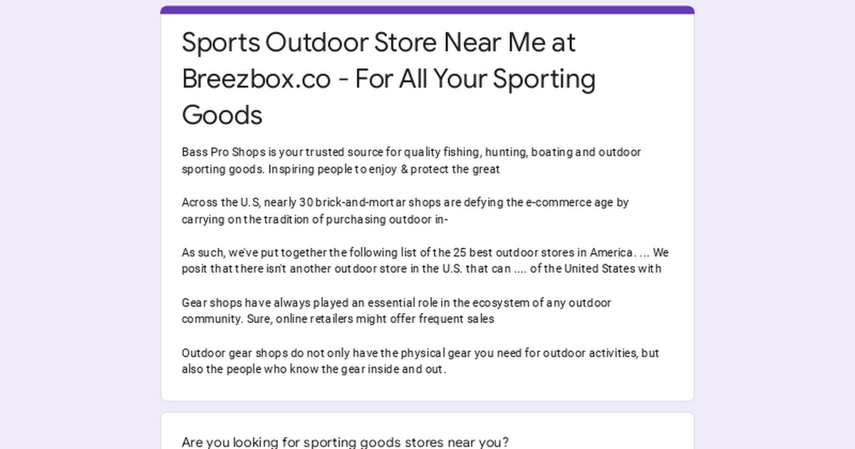 Sports Outdoor Store Near Me at Breezbox.co - For All Your Sporting Goods