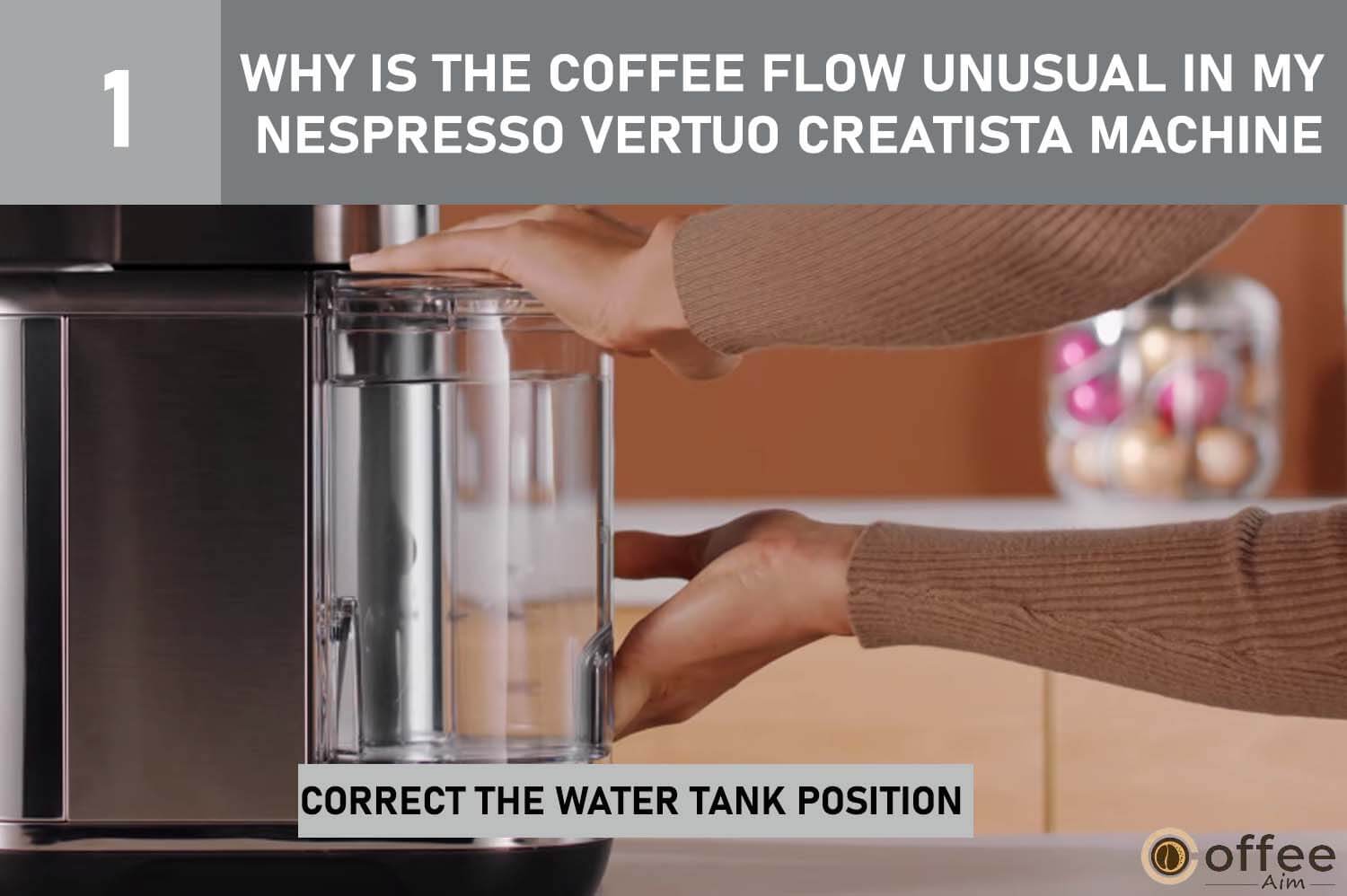 Adjust the water tank in your Nespresso Vertuo Creatista machine properly to ensure normal coffee flow. Follow instructions in article.
