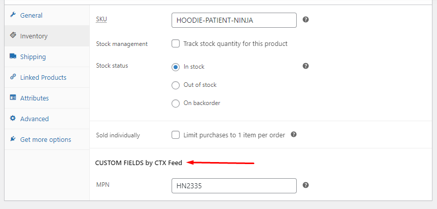 CTX Feed custom fields