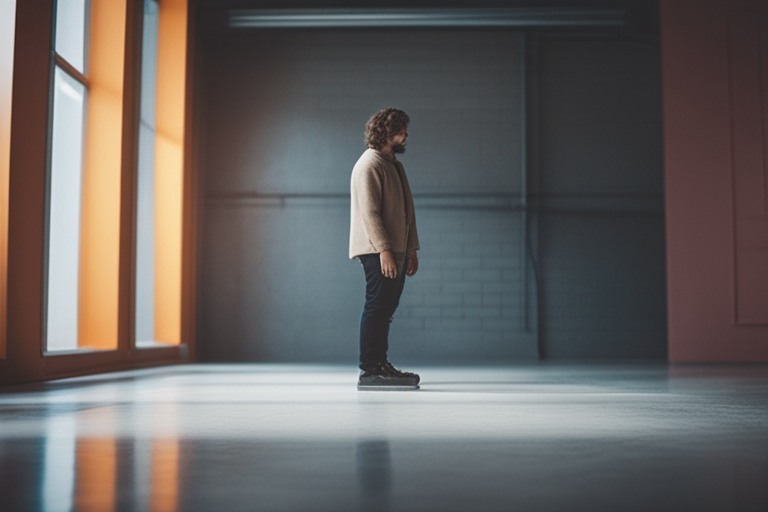 Person standing on a level concrete floor